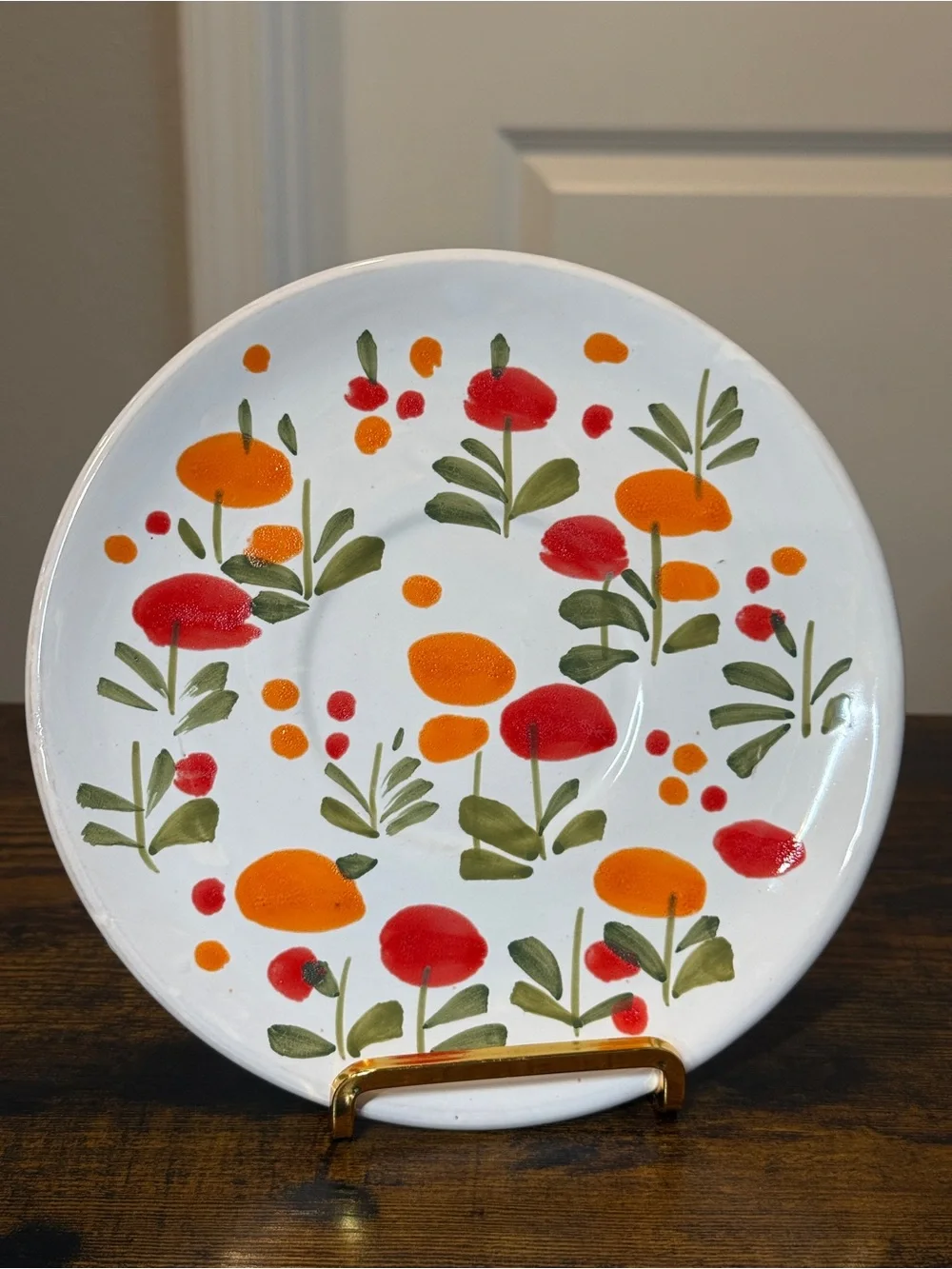 Set of 3 Italian Ceramic Plates – Colorful Floral & Stripe Designs – 8”